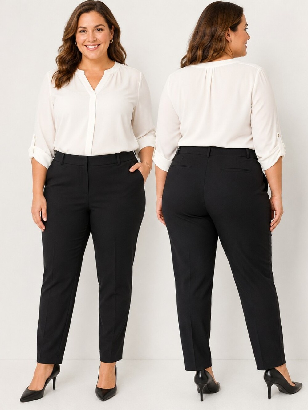 Liz Claiborne Size 18W Straight Leg Career Pants Black  Contemporary Classic • O